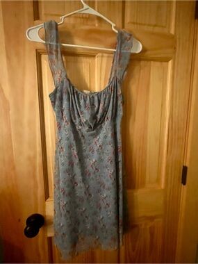 Blue Floral Sleeveless Dress